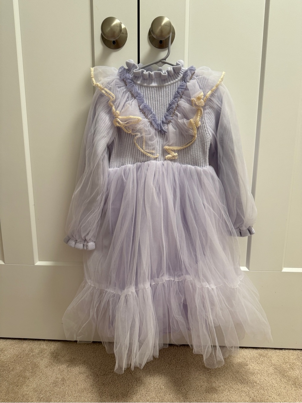 Lavender Ruffled Tulle Kids Costume Dress by
